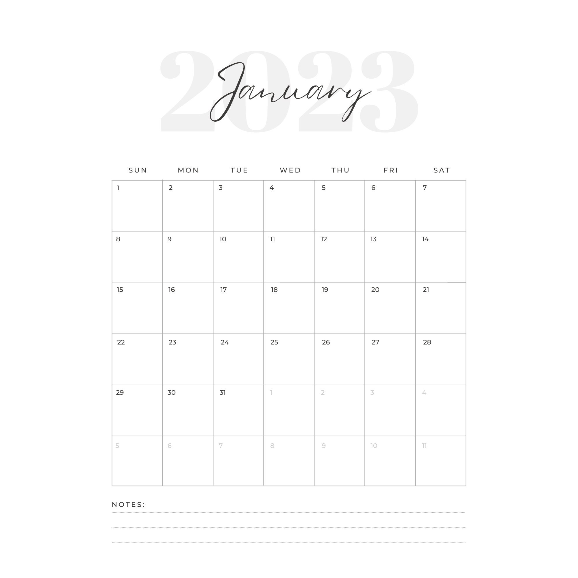 2023 Printable Monthly Yearly Calendar Planner, Back to School, Teacher Calendar, 12 Month ...
