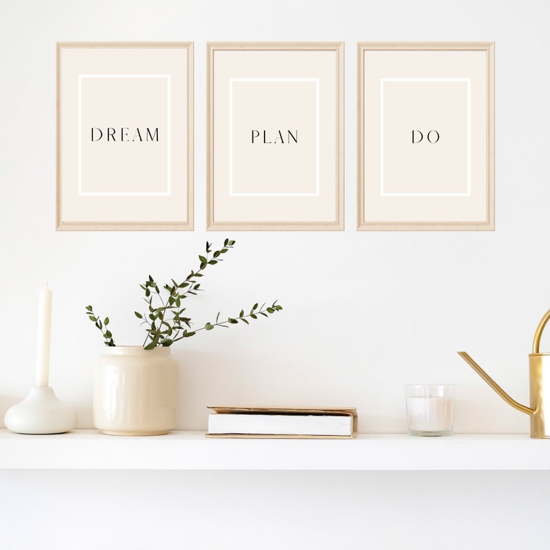 Dream. Plan. Do. Triple Picture Printable Wall Art Set of Three Light ...