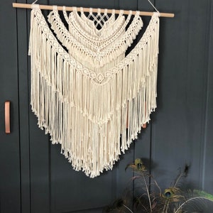 Large Multi Tassel Macrame, Handmade Decoration, Unique, Weaving Wall Decor, Boho Fibre Art, Home, Gift Idea, Natural Tone, Wall Tapestry