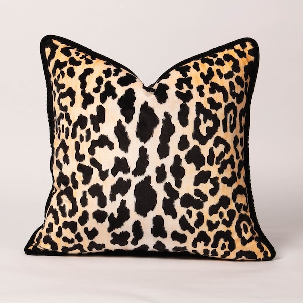 Housse de coussin en velours léopard, coussin léopard, coussin léopard, taie de coussin en velours guépard, velours léopard, décoration d'intérieur à imprimé animal