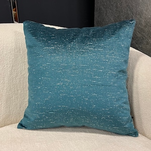 Luxury Teal Blue Velvet Pillow Cover,Blue Velvet Pillow,Blue-Silver Throw Pillow,Turquoise Cushion Covers,Living room Home Decor 20x20 24X24