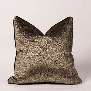 Luxury Polka Dot Freckled Woven Velvet Pillow Cover, Bronze-Black-Gold Freckled Velvet Cushion Cover,Spotted Pattern Pillows Covers