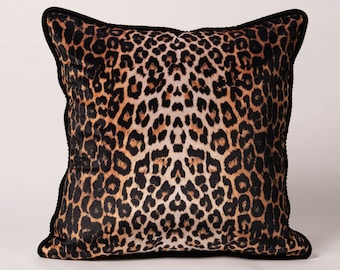Funda de almohada de terciopelo con estampado de leopardo: decoración del hogar con estampado animal
