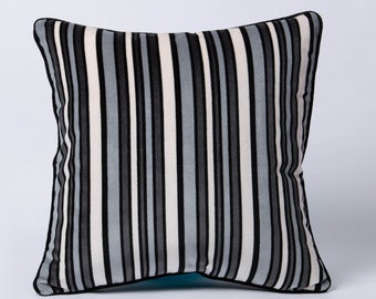 Striped Velvet Pillow Cover , Luxury Striped Velvet Cushion Cover