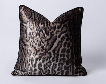 Fodera per cuscino di lusso in velluto leopardato: cuscino con stampa animalier