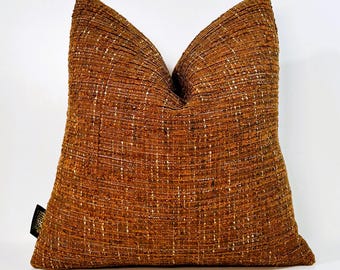 Rust Pillow Cover,Cognac,Terracotta Textured Pillow Cushion Fabric, Pillow,Boho,Linen Colorful Pillow Fabric,Euro Sham Cover,18x18 20x20&#39;&#39;