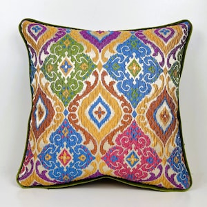 Colorful Bohemian Cover, Mustard Green Blue Purple Pillows, Woven Fabric Pillow, Colorful  Double Sided Pillow,Bohemian Pillow,Ethnic Pillow