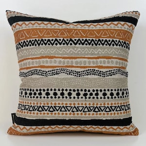 African Mudcloth Pattern Pillow Cover, Cognag Cushion Covers, Black-Terracota Woven Cushion Case,Ethnic Pillow, African Rust-Black Pillow,