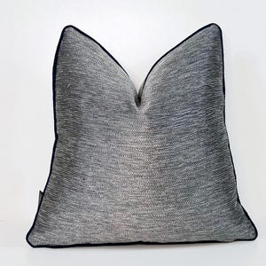 Luxury Silver Royal Blue Woven Pillow Cover,Silver Pillow Cover,Blue Pipping Decorative Pillow Case,Throw Pillow Cover,All Size Pillow Cover