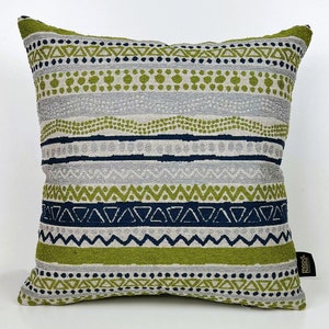 African Mudcloth Pillow Cover: Blue-Green Woven Cushion Case