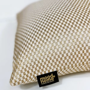 Capa de Almofada Dupla Face Luxury Checker, Almofadas de Luxo Creme Dourado, Almofada Decorativa BiegeGold, Almofada Creme Bronze, Capa, 18x18x20x20