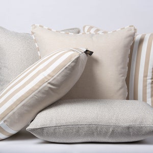 Beige Outdoor Pillow Cover, Indoor/Outdoor Cushion Cover Set , Outdoor Pillows, Outdoor Cushions, Nautical Pillows, Coastal Cushions