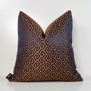 Greek Key Pillow Cover, Rust Pillows, Woven Fabric jacquard weaving Pillow, Colorful Greek Key Double Sided Pillow Geometric Pillow