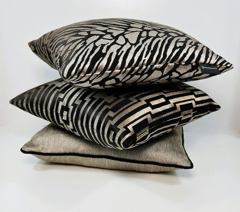 Luxury Bronze Biege Black Pillow Cover,black Gold Pillow Cover,black