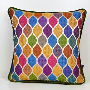 Colorful Bohemian Cover, Yellow Green Orange Blue Purple Pillows, Woven Fabric Pillow, Colorful Double Sided Pillow, Bohemian Ethnic Pillow