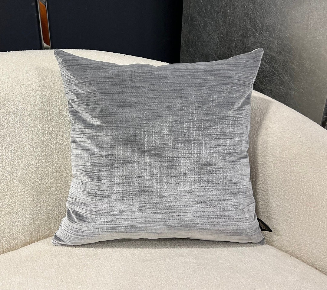 Silver Velvet Pillow Cover, Silver Throw Pillow, Shiny Light Gray