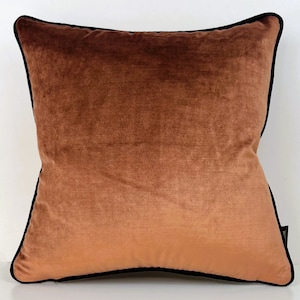 Copper Velvet Pillow Cover,Black Pipping Throw Pillow Covers,Copper Pillow,Copper Pillow Covers,18X18 Pillow Covers,Housewarming Gift