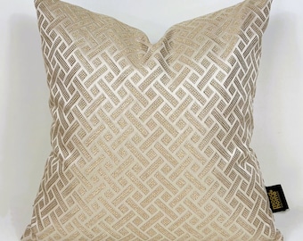 Luxury Golden Pillow Cover,Gold Cream Luxury Cushions Biege-Gold Decorative Pillow, Golden Cream Cushion Cover,18x18x20x20 inch