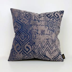 Blue Ikat Woven Throw Pillow Cover: Bohemian Cushion