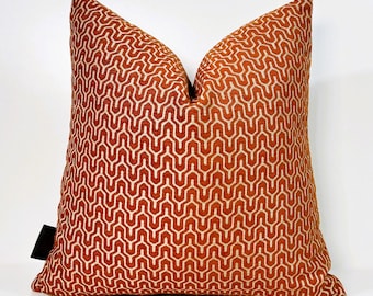 Housse de coussin géométrique rouille : coussin bohème en lin, couvre-oreillers euro