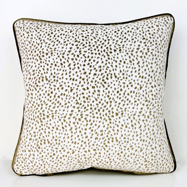 Luxury Polka Dot Freckled Woven Velvet Pillow Cover, White-Gold Freckled Velvet Cushion Cover,White-Bronze Velvet,Bronze Freckled Pillow