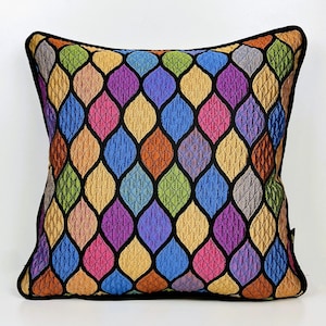 Colorful Bohemian Cover, Yellow Green Orange Blue Purple Pillows, Woven Fabric Pillow, Colorful Double Sided Pillow, Bohemian Ethnic Pillow
