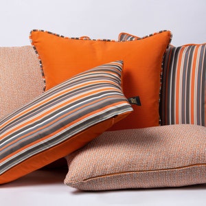 Orange Outdoor Pillow Cover, Indoor/Outdoor Cushion Cover Set, Outdoor Pillows, Outdoor Cushions, Nautical Pillows, Coastal Cushions