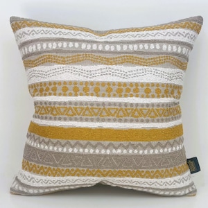 African Mudcloth Pattern Yellow Pillow Cover, Yellow Grey Cushion Covers, Mustard Woven Cushion Case, Ethnic Pillow, African Yellow  Pillow,
