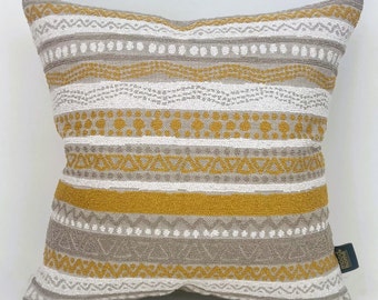 African Mudcloth Pattern Yellow Pillow Cover, Yellow Grey Cushion Covers, Mustard Woven Cushion Case, Ethnic Pillow, African Yellow  Pillow,