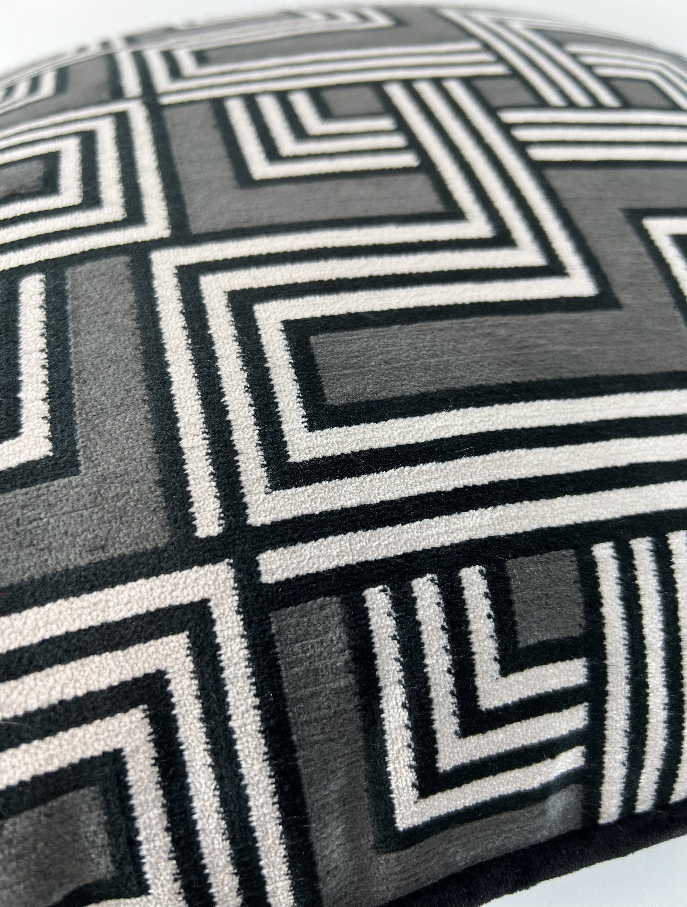 Geometric Woven Velvet Pillow Cover: Black & Gray Decorative Cushion - Etsy