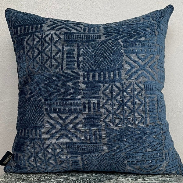 African Mudcloth Pattern İndigo Blue Velvet Pillow Cover, Navy Blue Velvet Cushion Case, Navy Pillow Cover, Mudcloth Pillow, African Pillow