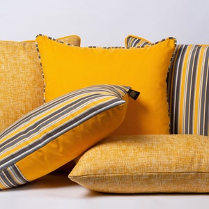 Yellow Outdoor Pillow Cover, Indoor/Outdoor Cushion Cover Set, Outdoor Pillows, Outdoor Cushions, Nautical Pillows, Coastal Cushions