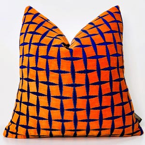 Luxus Royal Blau-Orange Geometrische Kissenbezüge, gewebter Lendenkissenbezug, Blau-Orange Geometrische Kissenbezüge, 18x18,20x20 Alle Größen