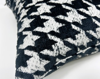 Luxury Houndstooth Woven  Pillow Cover - Black and White