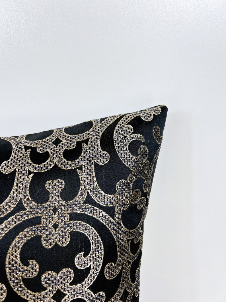 Luxury Gold Black Pillow Cover,Gold Black Luxury Cushions Black-Gold Decorative Pillow, Bronze Black Cushion Cover,18x18x20x20 inch zdjęcie 3