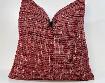 Burgundy Pillow Cover, Textured Pillow Cushion Fabric, Pillow,Boho,Linen Colorful Pillow Fabric,Euro Sham Cover,18x18 20x20&#39;&#39;