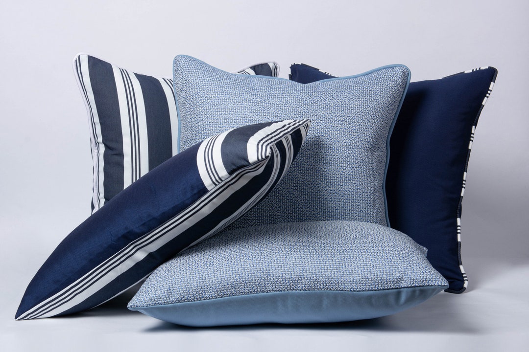 Navy Blue Outdoor Pillows Sunbrella, Outdoor Pillow Cover, Indoor