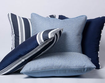 Navy Blue Sunbrella Outdoor Pillow Cover: Coastal Nautical Cushion