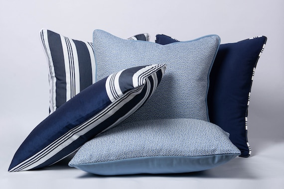 Navy Blue Outdoor Pillows Sunbrella Outdoor Pillow Cover Indoor outdoor Cushion Cover Set Nautical Pillows Coastal Pillow Garden Pillow Etsy UK