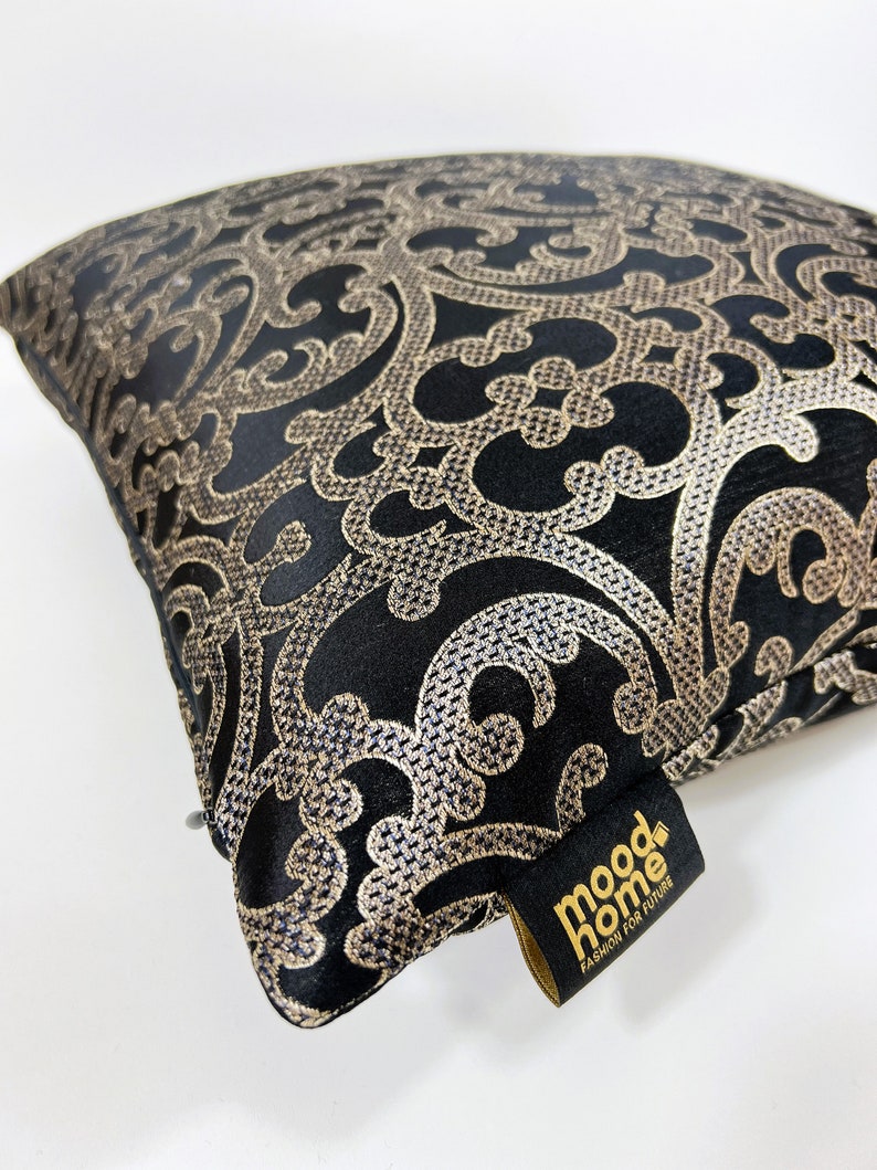 Luxury Gold Black Pillow Cover,Gold Black Luxury Cushions Black-Gold Decorative Pillow, Bronze Black Cushion Cover,18x18x20x20 inch zdjęcie 4