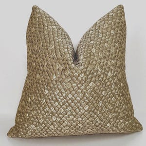 Gold Snake Pillow Cover: Woven Shimmer Fabric, Animal Pattern