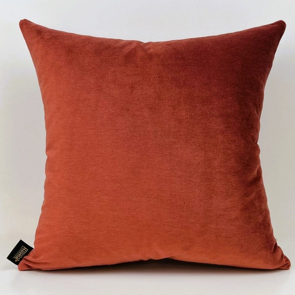 Dusty Rose Velvet  Pillow Cover, Orange Velvet Pillow Cover, Burnt Orange Velvet Cushion Cover