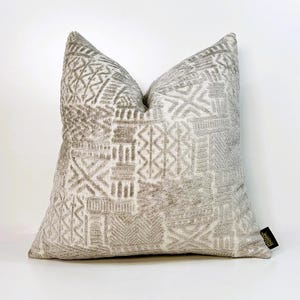 Housse de coussin tissée gris-beige, housses de coussin grises, taie de coussin en velours gris, coussin en toile de boue, coussin africain