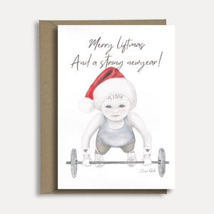 Merry liftmas grappige kerstkaart – leuke woordspeling kerstgroet | handgemaakte kaart voor fitnessliefhebbers | tekst aanpasbaar