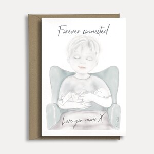 Forever Connected Wenskaart – Handgemaakte Moederdagkaart | Troostkaart voor Moeder & Kind | Tekst Aanpasbaar