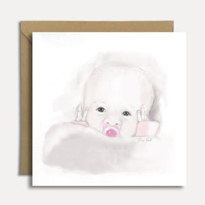 Handgemaakte Minimalistische Babykaart of Art Print – Roze | Geboortekaart, Babyshower Cadeau of Kraamcadeau | Tekst Aanpasbaar