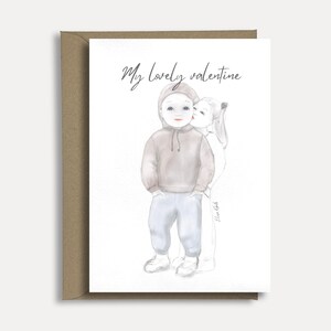 Handgemaakte Valentijnskaart – My Lovely Valentine | Romantische Wenskaart met Luxe Kraft Envelop | Tekst Aanpasbaar