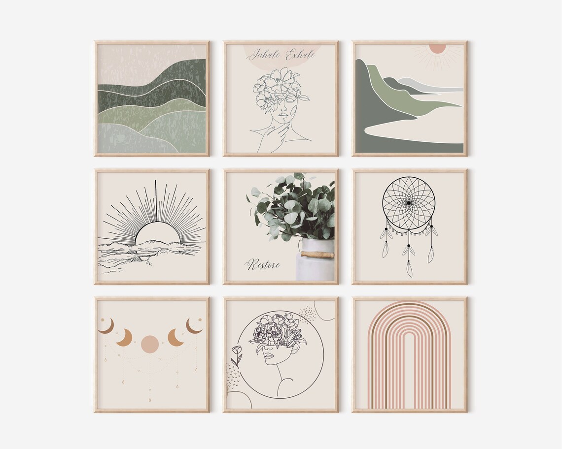 Boho Gallery Wall Set Square Printable Wall Art. Instant Etsy Australia