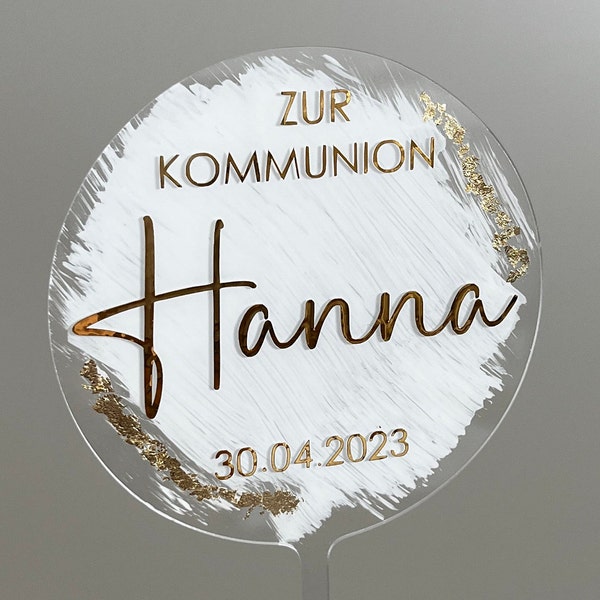 Cake topper Kuchen Acryl personalisiert Namen Hochzeit Geburtstag Taufe Schulkind Kommunion Plexiglas Geburt Konfirmation Jugendweihe