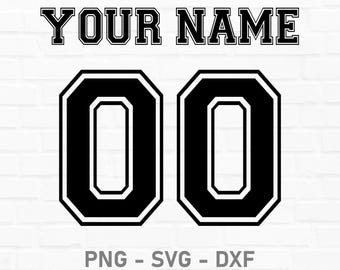 Benutzerdefinierter Trikot-Name und NummerSvg Png, benutzerdefiniertes Fußballtrikot Png, benutzerdefinierter Trikot Fußball, Jersey Zahlen svg, digitaler Download, SVG Png Dxf